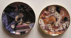 Dollhouse Miniature Fire House & Police Dog Plates